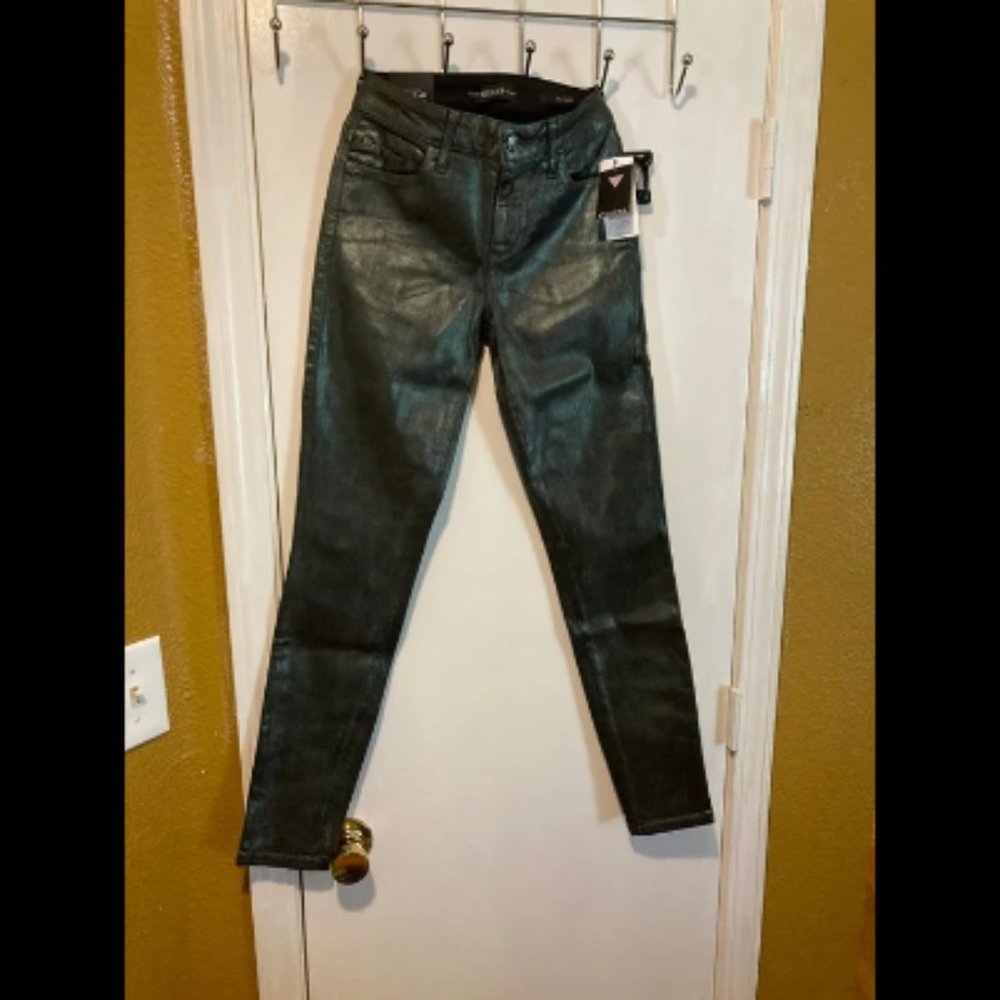 Guess women's size 26 metallic coated "sexy curve" skinny jean 24x29 25x29 26x29